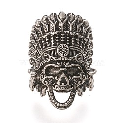 Retro Brass Beads, Long-Lasting Plated, Skull, Antique Silver, 23.5x17x14mm, Hole: 6.5mm(KK-L006-001AS)