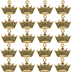 100Pcs Alloy Pendants, Crown Charm, Antique Golden, 15x17x2mm, Hole: 2mm(FIND-SC0006-68)