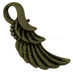 Alloy Pendants, Feather, Lead Free and Cadmium Free, Antique Bronze, 32x11x3mm, Hole: 7mm(X-EA11935Y-AB)