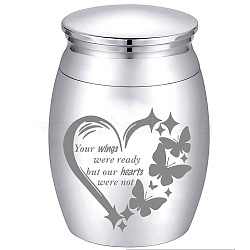 CREATCABIN Alloy Cremation Urn, for Commemorate Kinsfolk Cremains Container, Column, with Velvet Pouch, Silver Polishing Cloth, Disposable Spoon, Butterfly, 40.5x30mm(AJEW-CN0001-88B)