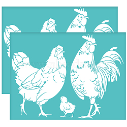 Self-Adhesive Silk Screen Printing Stencil, for Painting on Wood, DIY Decoration T-Shirt Fabric, Turquoise, Chook, 280x220mm(DIY-WH0338-358)