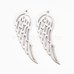 304 Stainless Steel Pendants, Laser Cut, Wing, Stainless Steel Color, 43x13.5x1mm, Hole: 1.4mm(X-STAS-S116-192P)