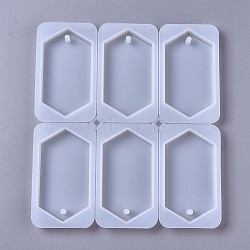 Silicone Molds, Pendant Resin Casting Molds, For UV Resin, Epoxy Resin Jewelry Making, Hexagon, White, 211x190x12mm, Hole: 5.5mm, 6pcs/set(DIY-F041-10B)