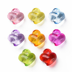 Transparent Acrylic Pendants, Heart, Mixed Color, 15.5x14x9.5mm, Hole: 2.5mm, about 610pcs/500g(MACR-N013-035)