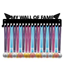 Iron Medal Holder Frame, Medals Display Hanger Rack, Rectangle with Word My Wall of Fame, Electrophoresis Black, 95x400mm(ODIS-WH0028-006)