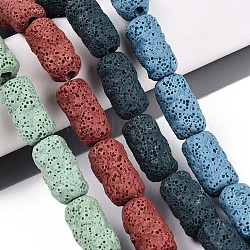 Natural Lava Rock Beads Strands, Dyed, Column, Mixed Color, 20~21.5x11~12.5mm, Hole: 3~3.5mm, about 19pcs/strand, 15.55~15.75 inch(39.5~40cm)(G-N257-14A-01)