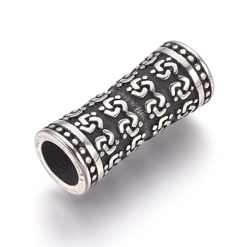 304 Stainless Steel Beads, Large Hole Beads, Vase, Antique Silver, 22.5x9.5mm, Hole: 6mm