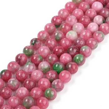 Natural White Jade Beads Strands, Dyed, Round, Colorful, 8.5mm, Hole: 1mm, about 47pcs/strand, 15.08''(38.3cm)