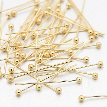 Brass Ball Pins, Golden, 20x0.4mm
