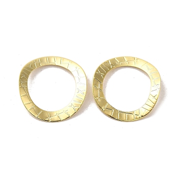 Brass Linking Rings, Textured Curved Ring, Real 24K Gold Plated, 18x1mm, Inner Diameter: 13mm
