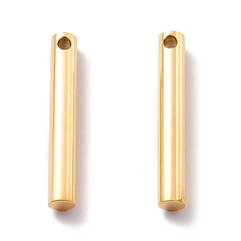 Ion Plating(IP) 304 Stainless Steel Charms, Column, Golden, 40x6mm, Hole: 3mm