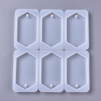 Silicone Molds, Pendant Resin Casting Molds, For UV Resin, Epoxy Resin Jewelry Making, Hexagon, White, 211x190x12mm, Hole: 5.5mm, 6pcs/set