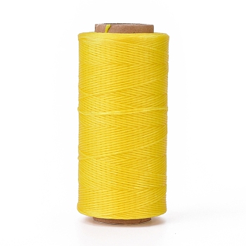 Waxed Polyester Cord, Micro Macrame Cord, Waxed Sewing Thread, Flat, Yellow, 0.8mm, about 284.33 yards(260m)/roll