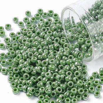 TOHO Round Seed Beads, Japanese Seed Beads, (130) Opaque Luster Mint Green, 8/0, 3mm, Hole: 1mm, about 1111pcs/50g