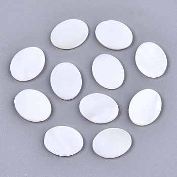 Natural Freshwater Shell Cabochons, Oval, Seashell Color, 13x10x1.5mm
