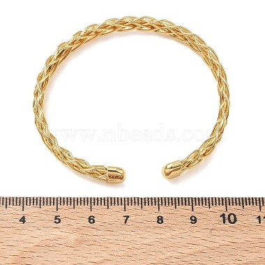 Braided Brass Cuff Bangles for Women(BJEW-C157-01G)-5