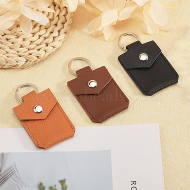 3Pcs 3 Colors Access Card Holder Leather Keychain(KEYC-CA0001-53)-5