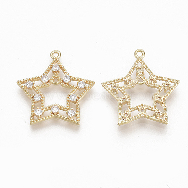 Brass Micro Pave Clear Cubic Zirconia Links(X-ZIRC-Q021-060G-NF)-2