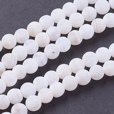 6mm White Round Weathered Agate Beads