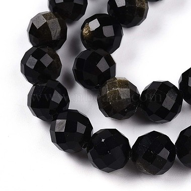 Natural Golden Sheen Obsidian Beads Strands(G-S345-10mm-20)-4