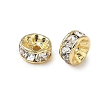 316 Surgical Stainless Steel Rhinestone Spacer Beads, Flat Round, Ion Plating(IP), Flat Round, Real 18K Gold Plated, 8x4mm, Hole: 1.2mm(X-STAS-L285-001G-04)