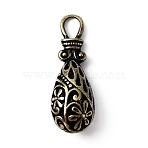 Alloy Pendants, Hollow, Teardrop with Flower, Antique Bronze, 35.5x12.5mm, Hole: 7x4.5mm(FIND-WH0108-66)