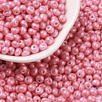 6/0 Glass Seed Beads, Opaque Colours Luster, Teardrop, Pearl Pink, 4~5x4~4.5x3~4mm, Hole: 0.8~0.9mm, about 125pcs/10g(X1-SEED-L011-08A-21)