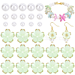120Pcs Acrylic Bead Caps, 5-Petal Flower, with 90Pcs ABS Plastic Imitation Pearl Beads, Round, Light Cyan, 17.5x18x5mm, Hole: 1.2mm(OACR-PA0002-13C)