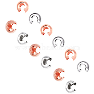 Electroplated 304 Stainless Steel Crimp Beads Covers, Rose Gold & Stainless Steel Color, 4.5~6mm, Hole: 1mm(STAS-UN0006-85)