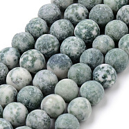 Natural Qinghai Jade Round Bead Strands, Frosted Style, Round, 6~6.5mm, Hole: 1mm, about 63pcs/strand, 15.5 inch(G-Q462-74-6mm)