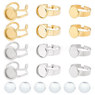 DIY Blank Dome Half Round Adjustable & Cuff Ring Making Kit, Including 201 Stainless Steel Pad Ring Settings, Glass Cabochons, Golden & Stainless Steel Color, 24Pcs/box(STAS-SC0004-76)