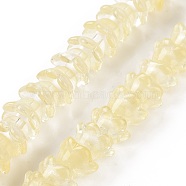 Transparent Glass Beads Strands, Flower, Lemon Chiffon, 11~12x7.5~8mm, Hole: 1.4mm, about 50pcs/strand, 11.42''(29cm)(LAMP-H061-01C-05)