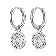 Elegant Stainless Steel Hollow Round Pendant Earrings for Women's Daily Wear(WC9613-2)