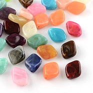 Rhombus Imitation Gemstone Acrylic Beads, Mixed Color, 20~21x16x8.5mm, Hole: 2mm(X-OACR-R041-M)