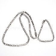 304 Stainless Steel Jewelry Sets, Figaro Chain Necklaces and Bracelets, with Lobster Claw Clasps, Faceted, Stainless Steel Color, 23.62 inch(600mm), 210mm(8-1/4 inch)(SJEW-L405-14)