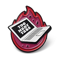 Fire & Computer Word Too Many Tabs Enamel Pins, Electrophoresis Black Alloy Brooch for Backpack Clothes, Medium Violet Red, 32x29x1.5mm(JEWB-P020-A01)