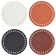 Elite 4Pcs 4 Colors Litchi Grain PU Leather Bag Bottoms, Flat Round, Mixed Color, 12x0.4cm, Hole: 5mm, 1pc/color(FIND-PH0007-10)