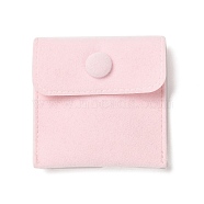 Velvet Jewelry Storage Pouches, Square Jewelry Bags with Snap Fastener, for Earrings, Rings Storage, Pink, 69~70x70.5~71x9mm(TP-B002-01B)