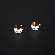 304 Stainless Steel Round Stud Earrings, Half Hoop Earrings, Real 18K Gold Plated, 15x9mm(KA7490)