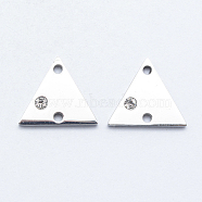 316 Surgical Stainless Steel Micro Pave Cubic Zirconia Links connectors, Triangle, Clear, Stainless Steel Color, 11.5x13x2mm, Hole: 1mm(STAS-K178-20P)
