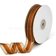 Solid Color Organza Ribbons, Golden Wired Edge Ribbon, for Party Decoration, Gift Packing, Sienna, 1"(25mm), about 50yard/roll(45.72m/roll)(ORIB-E005-A09)