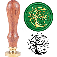 Brass Wax Seal Stamp with Handle, for DIY Scrapbooking, Moon Pattern, 3.5x1.18 inch(8.9x3cm)(AJEW-WH0184-0178)
