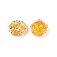 Transparent ABS Plastic Beads, Half Drilled, Flower, Gold, 15x16x6.5mm, Hole: 1.2mm(KY-G019-01I)