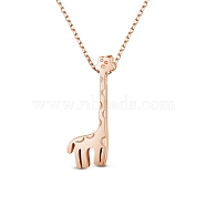 SHEGRACE 925 Sterling Silver Pendant Necklaces, Giraffe, Rose Gold, 15.7 inch(40cm)(JN239B)