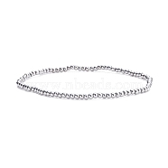 Glass Round Beaded Stretch Bracelet for Women, Platinum, Inner Diameter: 2-1/8 inch(5.5cm), Beads: 2mm(BJEW-JB07911-05)