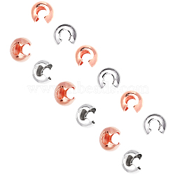 Electroplated 304 Stainless Steel Crimp Beads Covers, Rose Gold & Stainless Steel Color, 4.5~6mm, Hole: 1mm(STAS-UN0006-85)