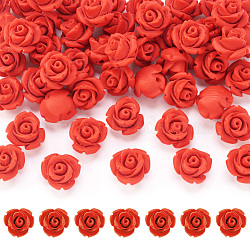 50Pcs Cinnabar Beads, Rose, Red, 10x10x8mm, Hole: 1.5mm(CARL-BT0001-01)