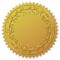 Self Adhesive Gold Foil Embossed Stickers, Medal Decoration Sticker, Leaf Pattern, 5x5cm(DIY-WH0211-084)