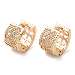 Rack Plating Brass Micro Pave Cubic Zirconia Thick Hoop Earrings, Hollow, Light Gold, 14.5x9.5mm(EJEW-P238-08KCG)