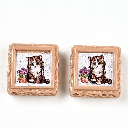 Opaque Resin Decoden Cabochons, Biscuits & Cat, Sandy Brown, 21x21x8~9mm(RESI-N039-130E)